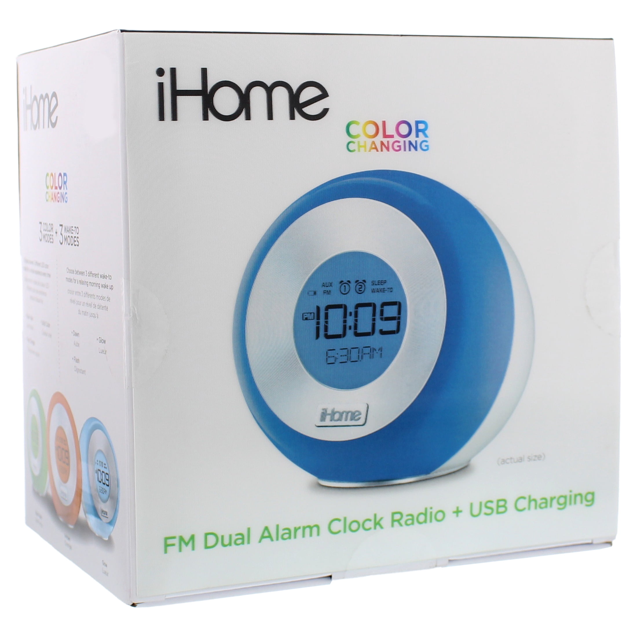 iHome IM29SC Color-Changing Dual Alarm FM Clock Radio with USB Charging