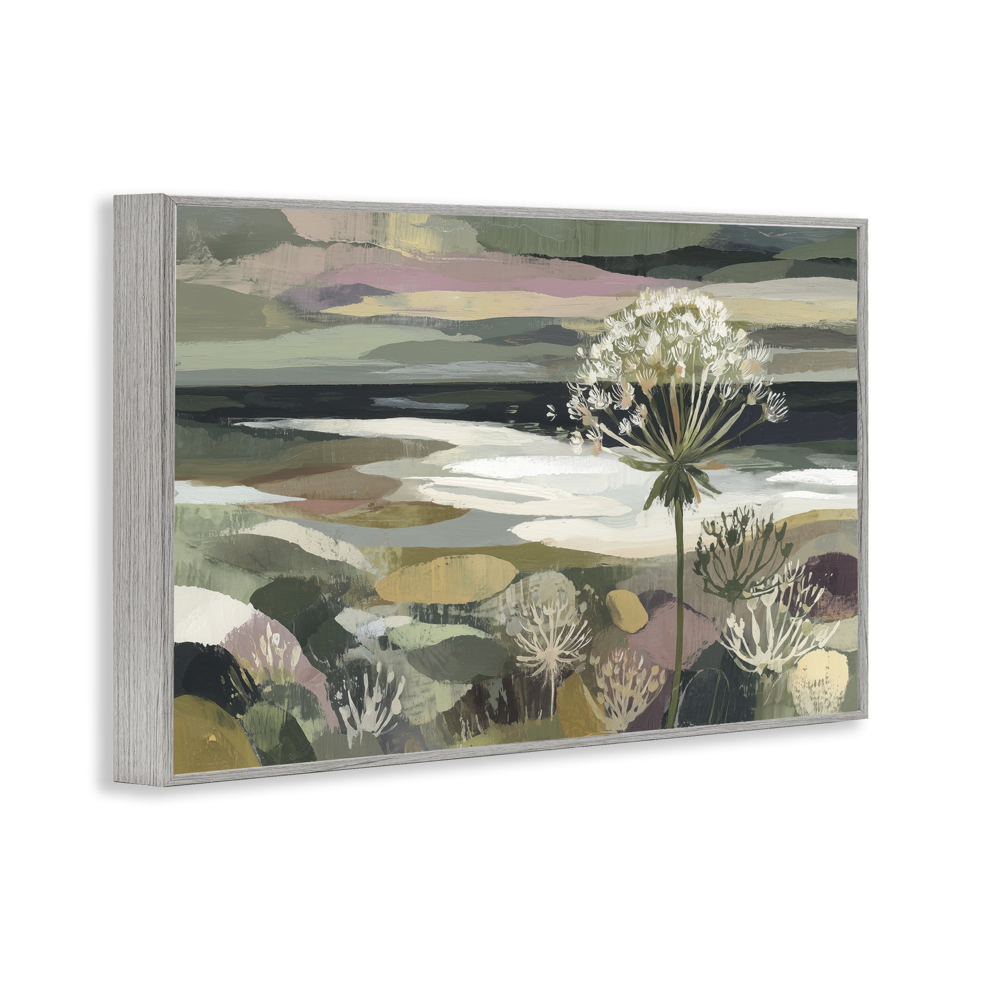 Stupell Industries Dandelion in Misty Meadow Gray Framed Giclee Art, design by Chromatic Storm Studio