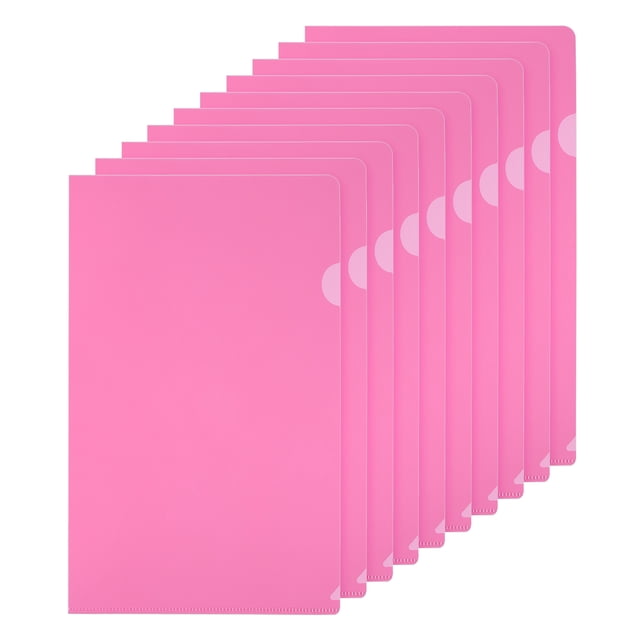 Uxcell Carpetas en L Paquete de 10 Piezas A4 Bolsillos de Proyectos de Plástico Transparentes Fundas de Documentos Color Rosa