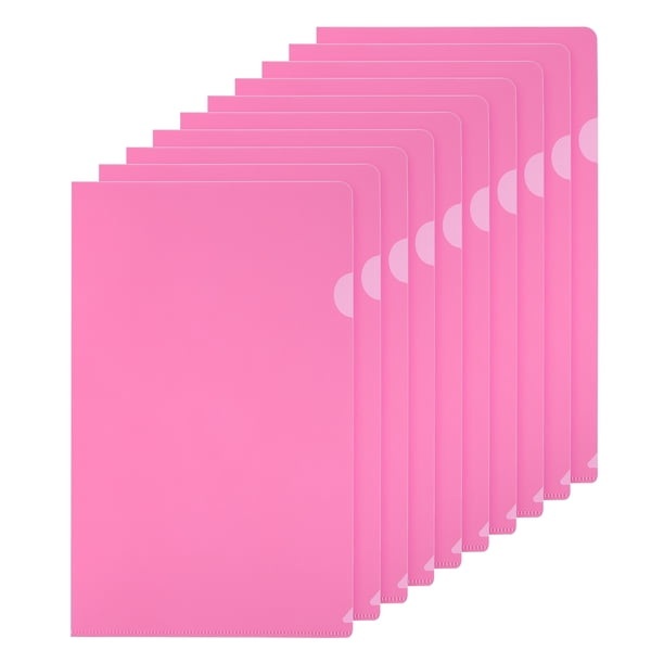 Uxcell Carpetas en L Paquete de 10 Piezas A4 Bolsillos de Proyectos de Plástico Transparentes Fundas de Documentos Color Rosa