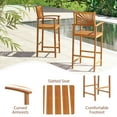thumbnail image 6 of Gymax Set of 4 Outdoor Acacia Wood Bar Stools Bar Height Patio Chairs w/ Backrests, 6 of 10