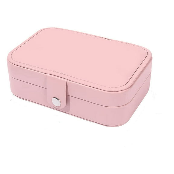 Knubmt Small Travel Jewelry Case, Leather Jewelry Organizer Box Ring Necklace Earring Storage Box for Women, Pink