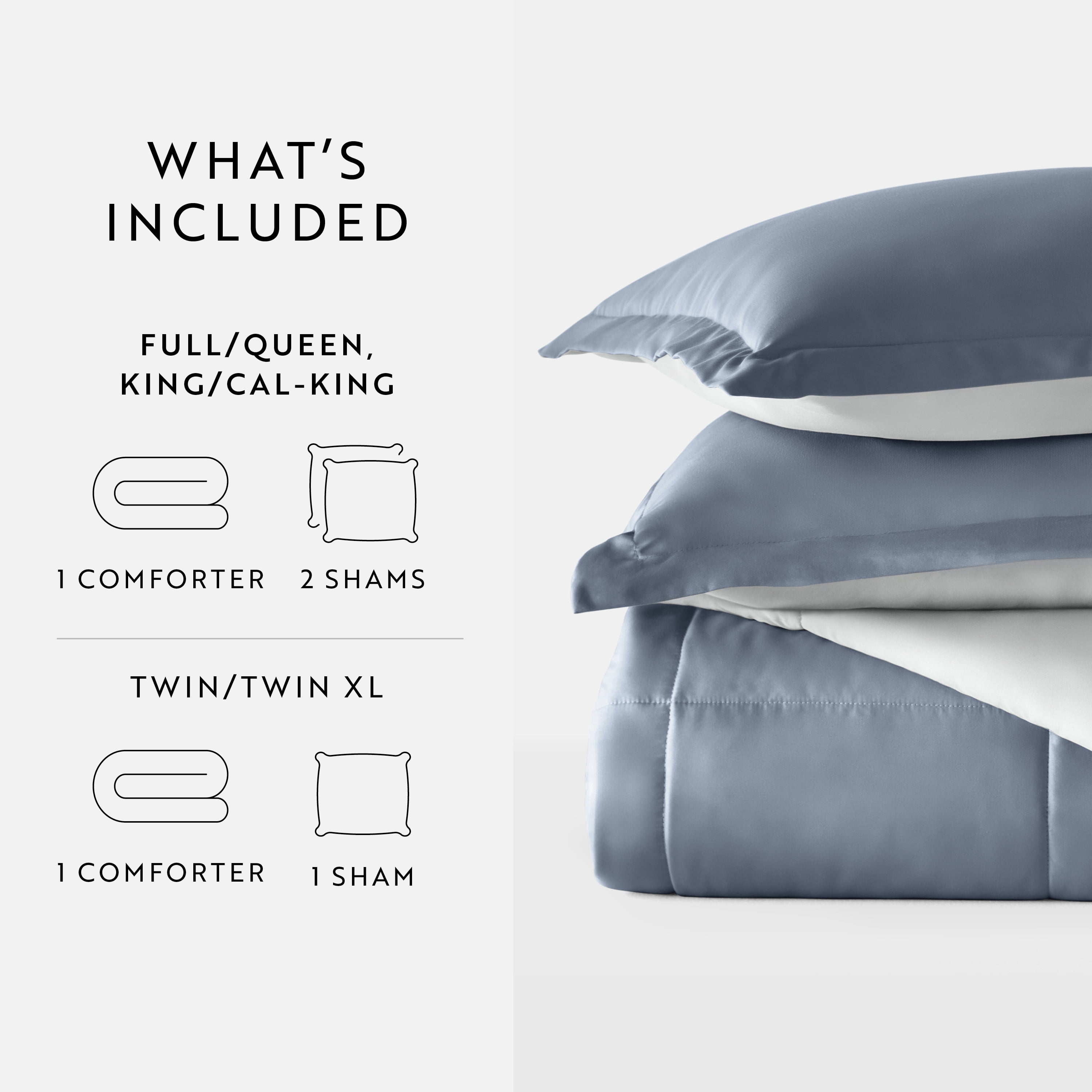 Noble Linens Soft 3-Piece Stone & Light Gray Reversible All Season Lightweight Down Alternative Comforter Set, Full/Queen