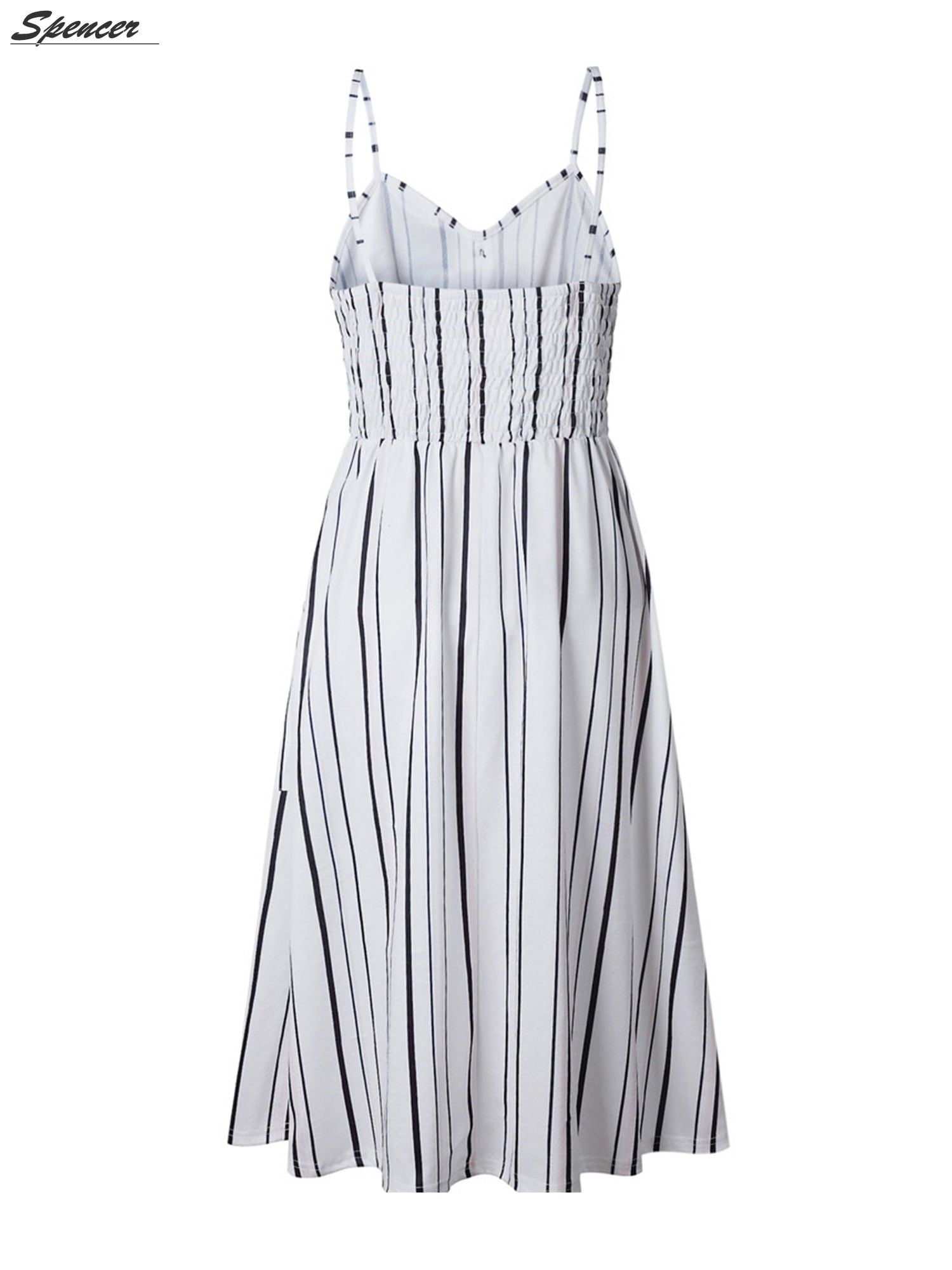Spencer Women's Dress V Neck Floral Bohemian Spaghetti Straps Boho Tie  Front Button Down Midi Dress with Pockets "White,2XL" - Walmart Business  Supplies