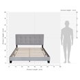 thumbnail image 4 of Furinno LAVAL Queen Upholstered Bed Frame with Button-Tufted Headboard and 12-Piece Wooden Slat Support, Light Grey, 4 of 9