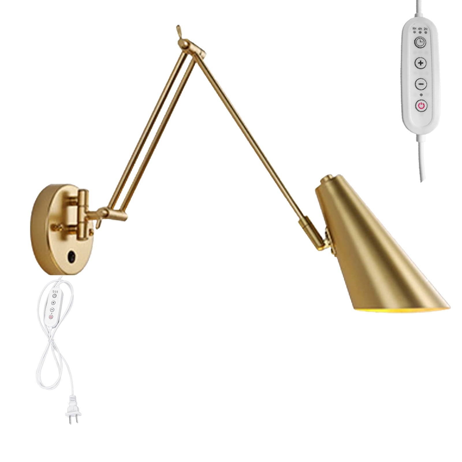 Kiven Plug in Swing Arm Wall Lamp,Dimmable Vintage Plug in Wall Sconce