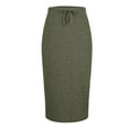 thumbnail image 4 of Womens Skirt Plus Size Solid Color Elastic Waist Tie Midi Skirt Casual Skirt Army Green XL, 4 of 6