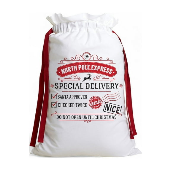 Personalization Mall Special Delivery From Santa Canvas Drawstring Sack-Large
