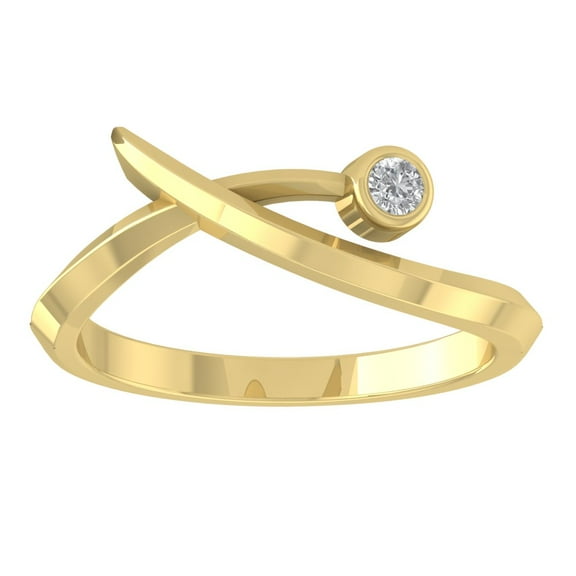 ARAIYA FINE JEWELRY 10K Yellow Gold Lab Grown Diamond Bypass Band Ring (1/20 cttw, D-F Color, VS Clarity), Size 7