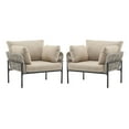thumbnail image 5 of Miekor Furniture [Set of 2] 36" Beige Iron Lounge Chair with Rope Weave Design and Plush Cushions, Perfect for Indoor and Outdoor Relaxation MK9668, 5 of 12