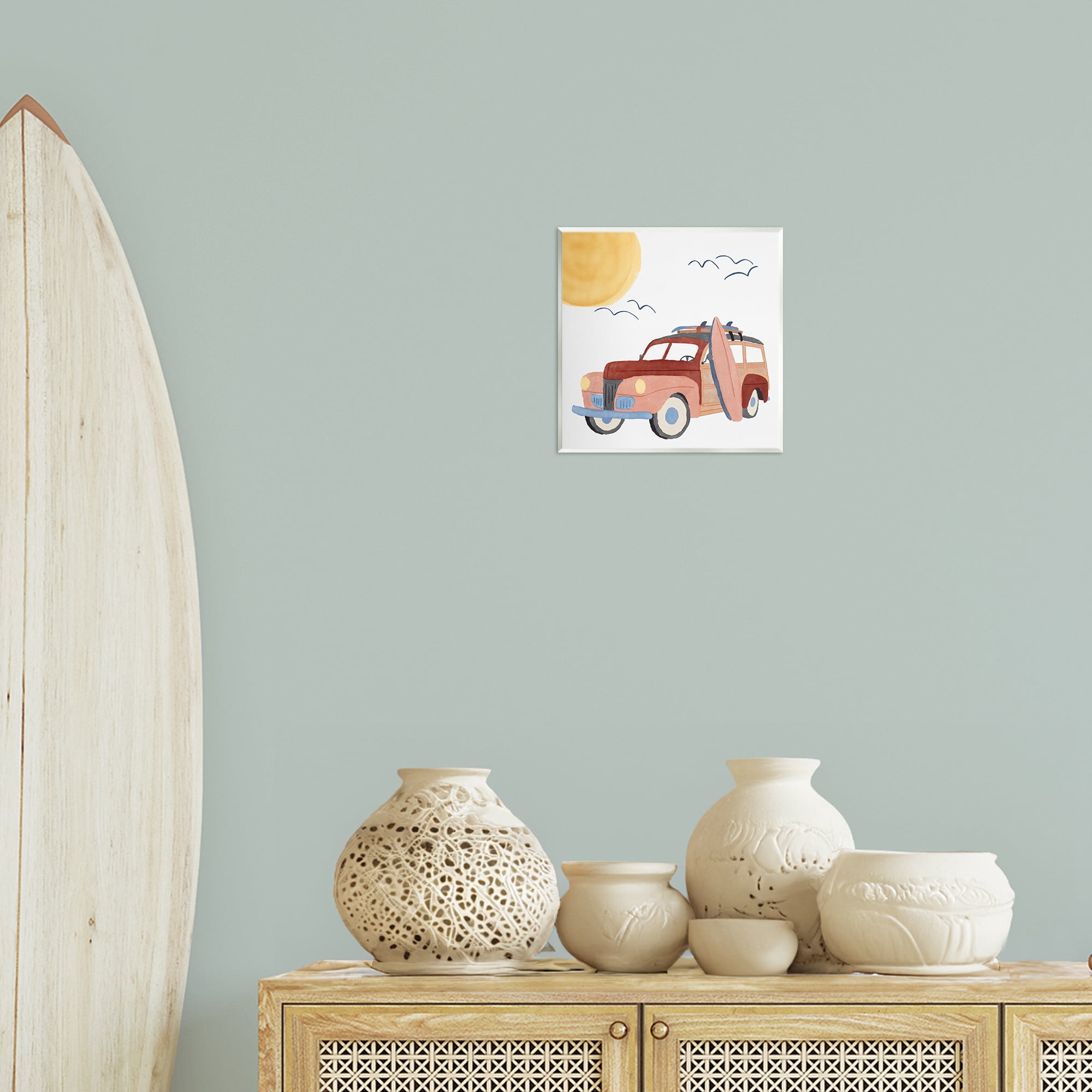 Stupell Industries Summer Surf Wagon Transportation Painting Unframed Art Print Wall Art, 12 x 12