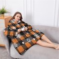 thumbnail image 5 of Oversized Wearable Blanket Hoodie,Orange and Black Plaid Christmas Snowflake Pattern Sherpa Blanket Hoodie with Super Pockets,Super Warm Fuzzy Pullover for Women & Men, 5 of 6