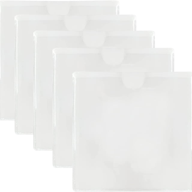 relayinert 5pieces Round Edge Self-Adhesive Clear Card Holder For No Loose Thread Sorting Parking Permit Holder