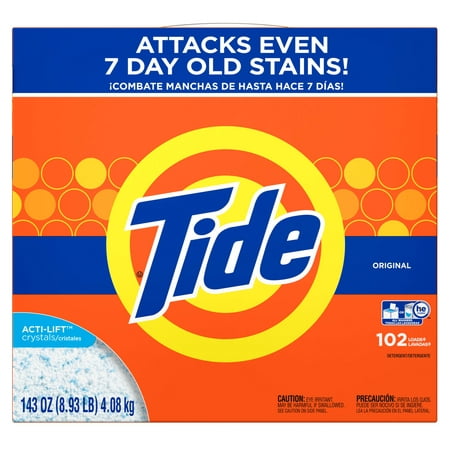 Tide Powder Laundry Detergent, Original, 102 loads, 143