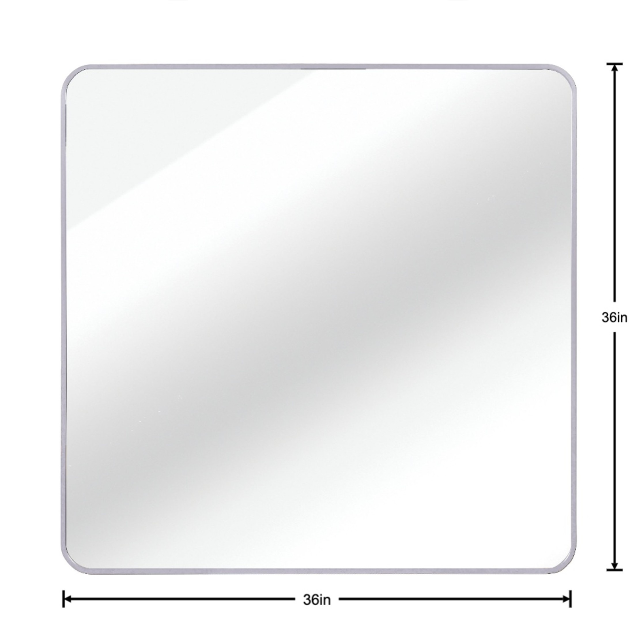 Noble House 36"x36" Square Metal Wall Mirror, Vanity Mirror for Bathroom, Bedroom & Living Room, Silver