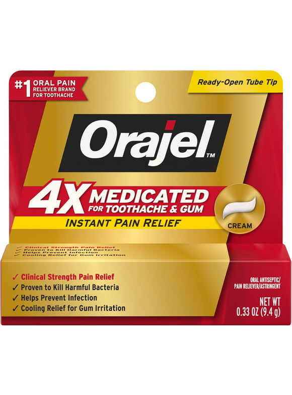 Orajel 4x Medicated for Toothache-Gum Cream, 0.33 oz (Pack of 2)
