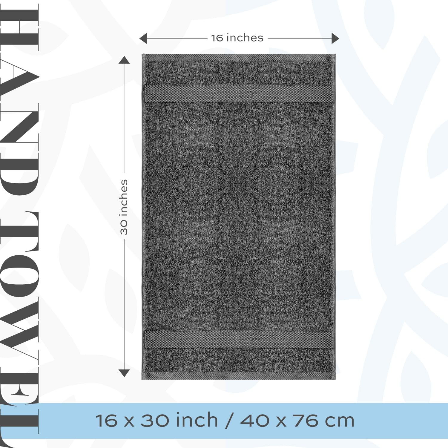 White Classic Hotel Collection Luxury Soft Cotton Hand Towels, Dark Gray, 16 x 30, 6 Pack
