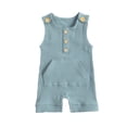 thumbnail image 1 of xiaxaixu Infant's Romper, Newborn's Sleeveless Shoulder Button Ribbed Jumpsuit, 1 of 6