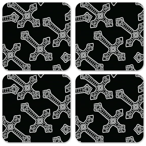 Vinyl Drink Coasters - Set of 4 - Cross Toss