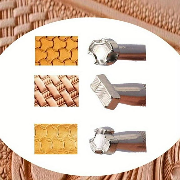 3 Pcs Steel Leather Stamping Tool Set - DIY Handmade Leather Crafts Background Printing Tools for Leather Products