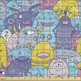 thumbnail image 2 of Ambesonne Aliens Fabric by the Yard Upholstery, Happy Monsters, 2 Yards, Ceil Blue and Multicolor, 2 of 5