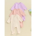 thumbnail image 2 of Bagilaanoe 3 Packs Newborn Footed Jumpsuit Baby Girls Boys Long Sleeve One-pieces 3M 6M Infant Romper Casual Clothing, 2 of 8