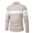 thumbnail image 1 of LOVZFMLL Sweaters for Men, Striped Acrylic Turtleneck Ribbed Pullover, Fashion Basic Everyday Layering Shirt, Fall Clothes, Warm Winter Tops, 1 of 2