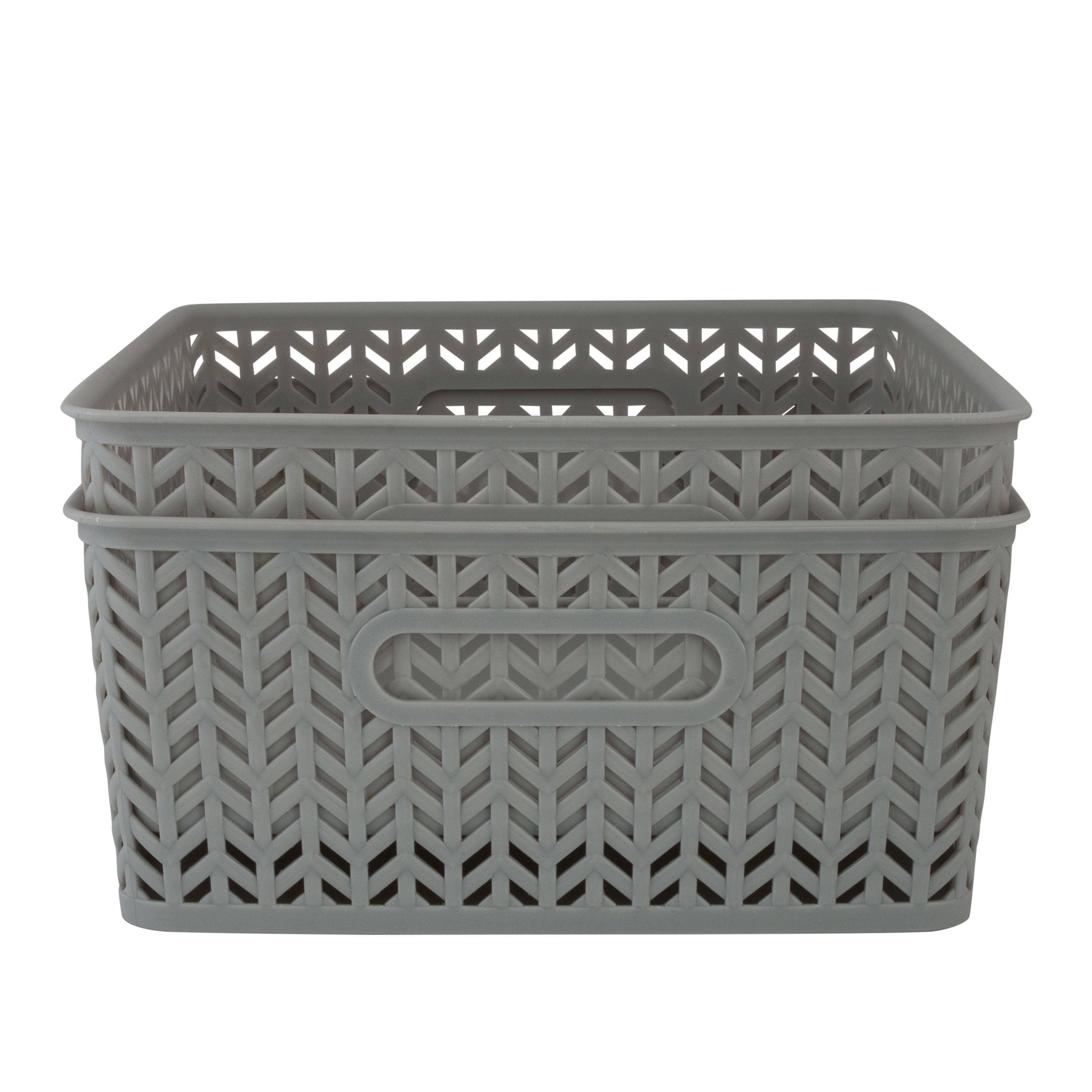 Simplify Large Herringbone Storage Bin in Grey