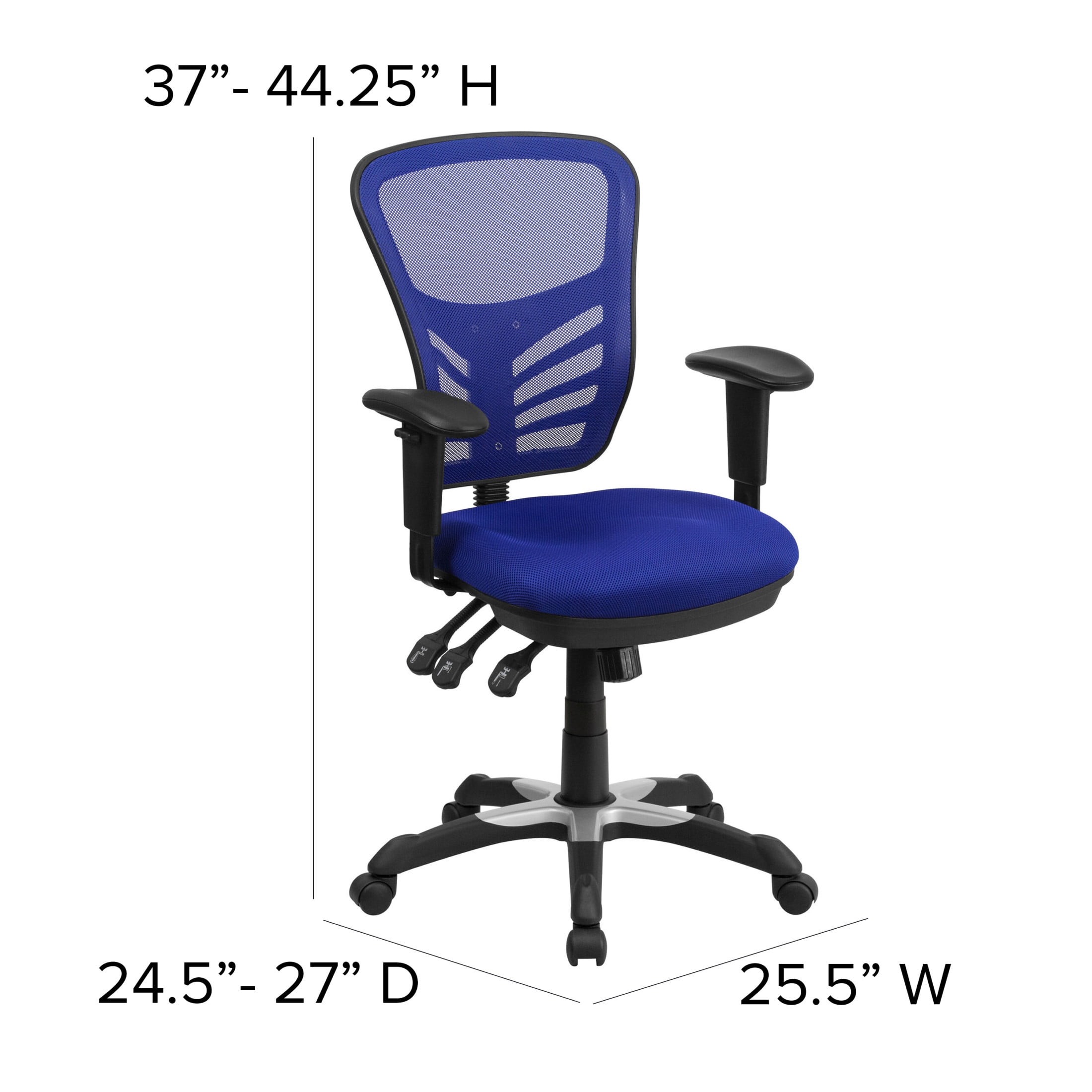 Emma + Oliver Mid-Back Blue Mesh Multifunction Ergonomic Office Chair with Adjustable Arms