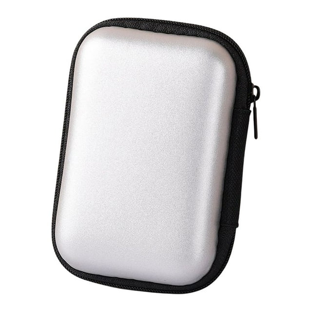 Matsuzay Estuche de almacenamiento Unidad de disco duro de alimentación Caja con cremallera Cable de carga Estuche Fundas Productos de Teléfono y Comunicación Plateado