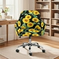 thumbnail image 2 of Xoenoiee Black Sunflower Pattern Dining Chair Cover High Elasticity Curved Back Chair Cover Removable Dining Room Seat Slipcover Minimalist Armchair Slipcover for Home Living Room, 2 of 7