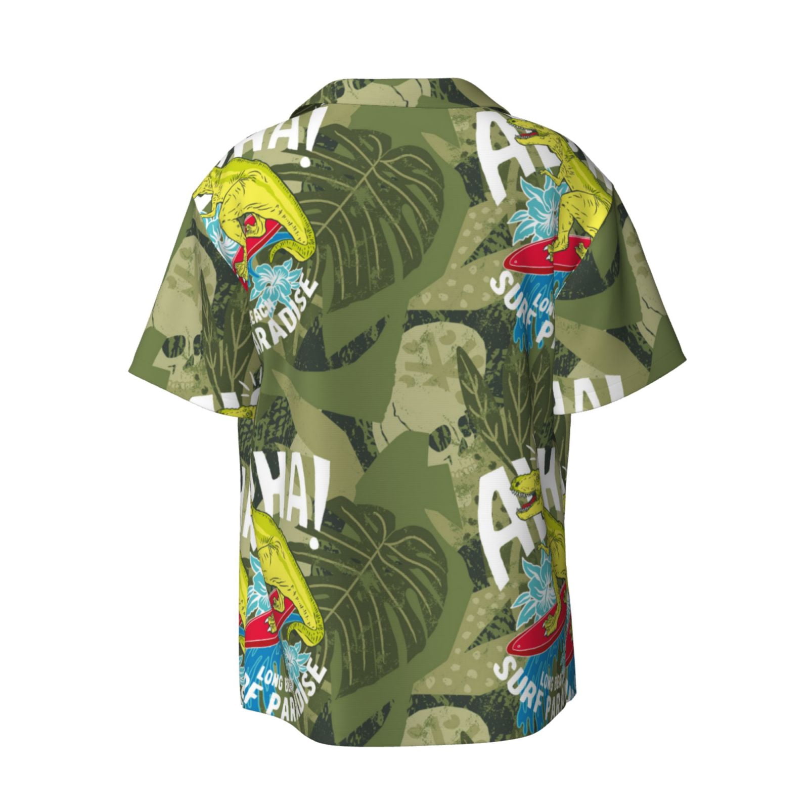 Kdxio Men's Hawaiian Shirt for Men Short Sleeve Shirt Surfing Dinosaur Summer Casual Holiday Beach Button Down T-Shirts