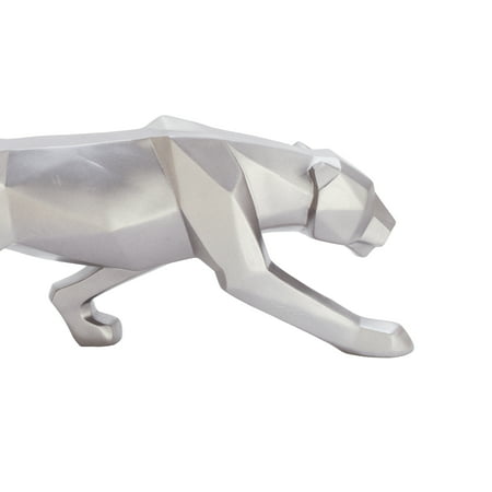CosmoLiving by Cosmopolitan Polystone Modern Leopard Sculpture, Silver