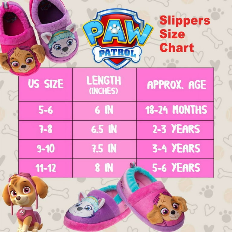 Nickelodeon Paw Patrol Toddler Girls Dual Sizes Slippers Pink