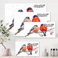 thumbnail image 4 of Designart ' Two Bullfinches On A Hawthorn Branch with Snowfall In Winter ' Traditional Canvas Wall Art Print, 4 of 4