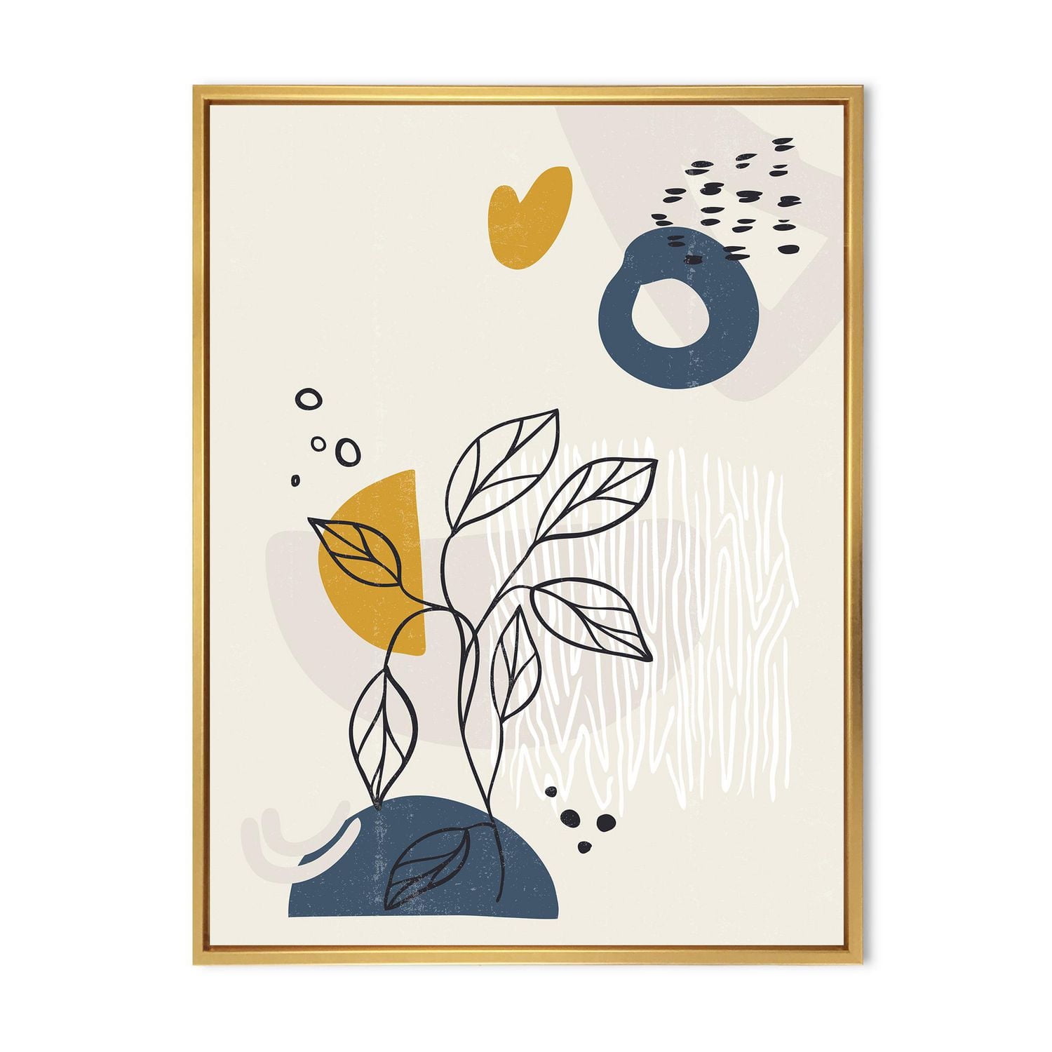 Designart Vintage Boho Minimalistic Flowers II FLOAT FRAME WALL ART