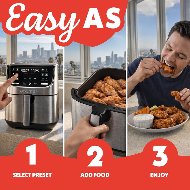 Gourmia 7-QT Digital Air Fryer エアフライヤー Gourmia, Air Fryer, 7 Qt Digital, 12 Presets, Black - Walmart.com