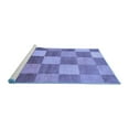 thumbnail image 2 of Ahgly Company Machine Washable Indoor Round Checkered Blue Modern Area Rugs, 3' Round, 2 of 4