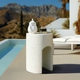 thumbnail image 6 of LuxenHome Outdoor Side Table, 18 inch Mod White Cement Round with U-Shape Outdoor Side Table Small Accent Decorative Stool for Garden,Patio, Indoor and Outdoor, 6 of 9