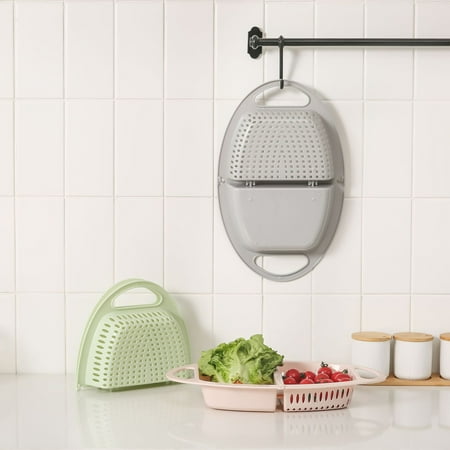 

Kaesi Folding Plastic Fruit Vegetable Washing Kitchen Sink Draining Basket with Handle