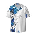 thumbnail image 3 of Goofa Blue Flying Butterflies Printed Men's Casual Short-sleeved Shirt,Lightweight Breathable Button-down,Summer Casual men's top,Versatile Fashion shirt-Small, 3 of 7