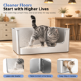 thumbnail image 2 of Sliver-Side Entry 17.5"L×13.6"W×7.9"H Stainless Steel Cat Litter Box, 2 of 6