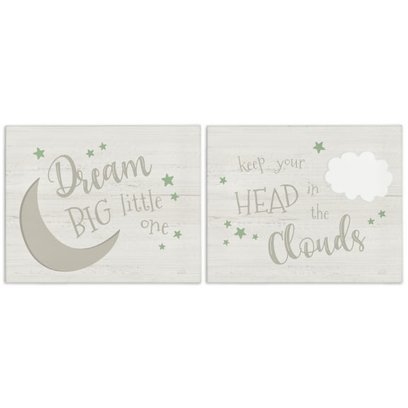 Stupell Industries Nursery Dreams Quotes Text & Numbers Painting Wrapped Canvas Art Print Wall Art, 20 x 16, Set of 2