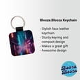 thumbnail image 2 of Futuristic City Alley Night Glowing Signs Faux Leather Square Keychain, 2 of 7