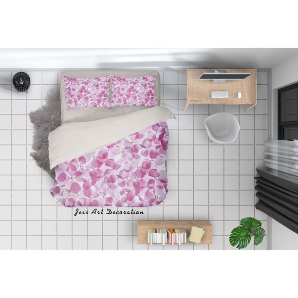 3D Flores Rosa Funda de edredón Set Ropa de cama Set Funda de edredón Fundas de almohada Sf58