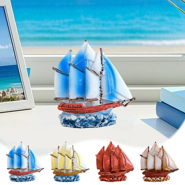 Sentmoon Office Desk Decor Office Decorations Table Decor Home Decor Living Room Resin Other Painted Small Ornaments Home Decorations Mediterranean Style Boats Ornaments Boats Model