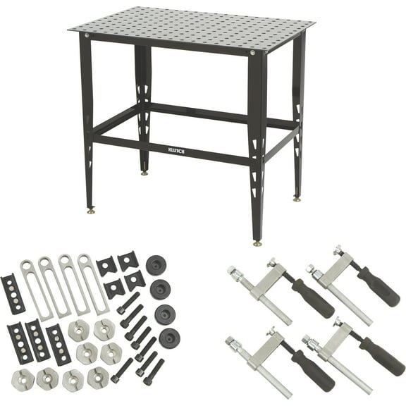 Klutch Modular Steel Welding Table with 24-Pc. Tool and Clamp Kit, 36in.L x 24in.W x 33-1/4in.H, 600-Lb. Capacity