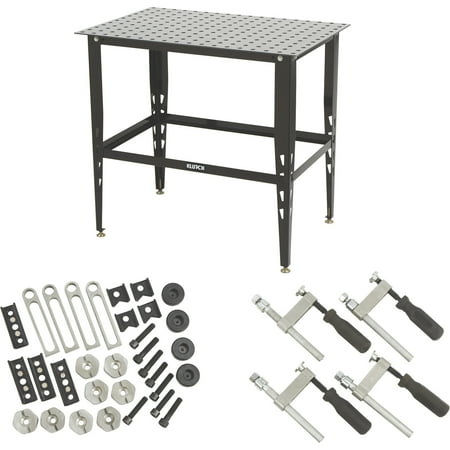 Klutch Steel Welding Table with Tool Kit, 36in.L x 24in.W x 33-1/4in.H, 600-Lb. Capacity