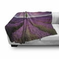 thumbnail image 3 of Purple Soft Flannel Fleece Throw Blanket, Romantic Lavender Fields Panoramic View Print Tree and Violet Sky Picture, Cozy Plush for Indoor and Outdoor Use, 50" x 70", Purple and Green, by Ambesonne, 3 of 6