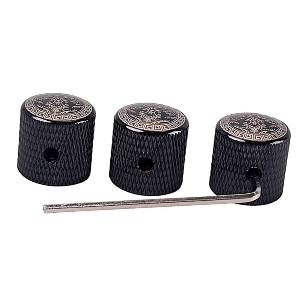 3Pcs Knobs for 6mm (0.24 inch) Dia. Shaft Pots - Volume and Buttons Replacement Parts for Electric Guitar